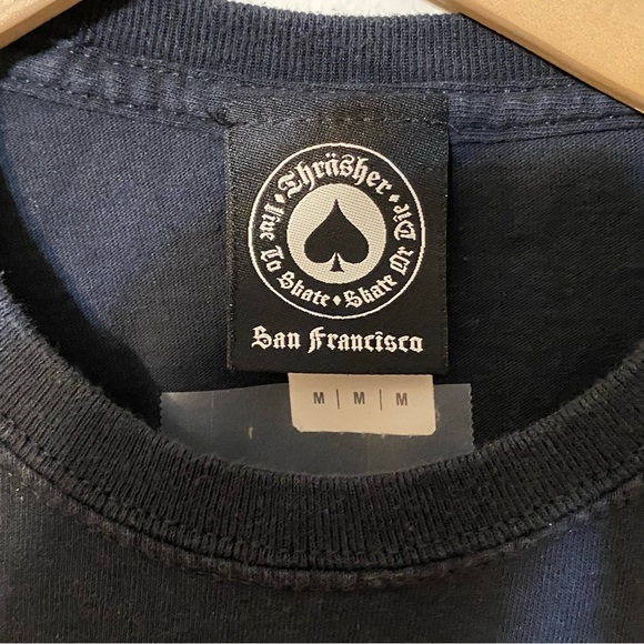 Thrasher Magazine Mens Black Graphic Flame Logo Skateboarding T-Shirt Size M - Picture 2 of 4